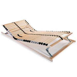 Baza pat cu sipci, vidaXL, 28 sipci, 7 zone, 90 x 200 cm, Maro