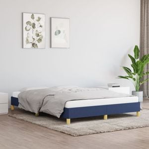 Cadru pat VidaXL, 140 x 190 cm, textil, albastru
