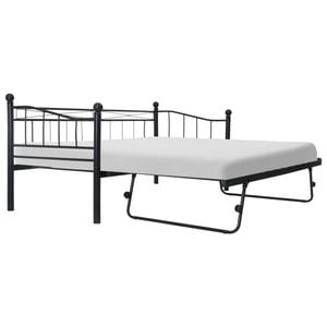 Cadru pat VidaXL, 90 x 200 cm, otel, negru