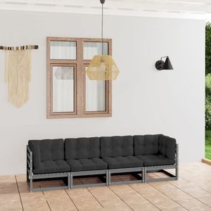 Canapea terasa VIDAXL 2, 4 locuri, lemn masiv, 280 x 70 x 67 cm, gri