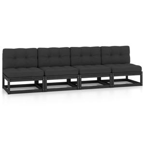 Canapea terasa VIDAXL, 4 locuri, lemn masiv, 280 x 70 x 67 cm, negru