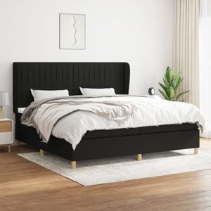 Pat box spring cu saltea vidaXL, 200x200 cm, textil, Negru