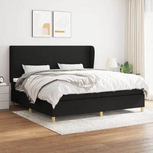 Pat box spring cu saltea vidaXL, 200x200 cm, textil, Negru