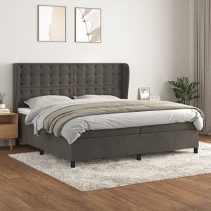 Pat box spring cu saltea vidaXL, 200x200 cm, catifea, Gri