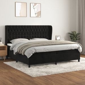 Pat box spring cu saltea vidaXL, 200x200 cm, catifea, Negru