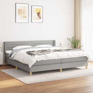 Pat box spring cu saltea vidaXL, 200x200 cm, textil, Gri