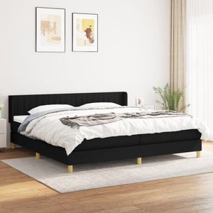 Pat box spring cu saltea vidaXL, 200x200 cm, textil, Negru