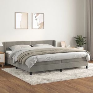 Pat box spring cu saltea vidaXL, 200x200 cm, catifea, Gri