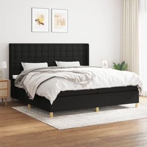 Pat box spring cu saltea vidaXL, 200x200 cm, textil, Negru