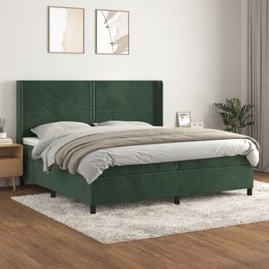 Pat box spring cu saltea vidaXL, 200x200 cm, catifea, Verde