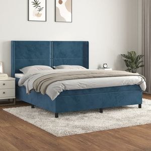 Pat box spring cu saltea vidaXL, 180x200 cm, catifea, Albastru