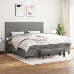 Pat box spring cu saltea vidaXL, 200x200 cm, textil, Gri