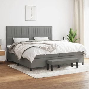 Pat box spring cu saltea vidaXL, 200x200 cm, textil, Gri