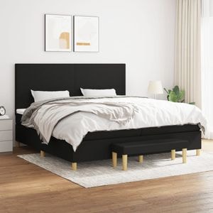 Pat box spring cu saltea vidaXL, 200x200 cm, textil, Negru