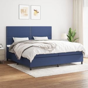 Pat box spring cu saltea vidaXL, 200x200 cm, textil, Albastru