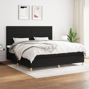 Pat box spring cu saltea vidaXL, 200x200 cm, textil, Negru