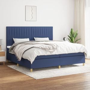 Pat box spring cu saltea vidaXL, 200x200 cm, textil, Albastru
