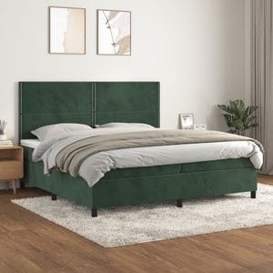 Pat box spring cu saltea vidaXL, 200x200 cm, catifea, Verde
