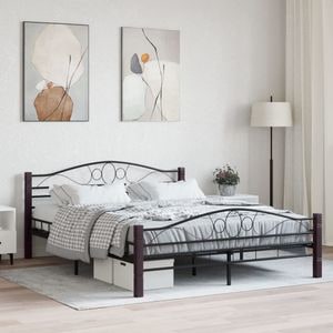 Cadru de pat vidaXL, 160 x 200 cm, metal, Negru