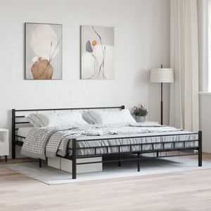 Cadru de pat vidaXL, 180 x 200 cm, otel, Negru