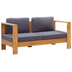 Banca de gradina cu perne, 140x65x60 cm, lemn masiv de acacia, gri