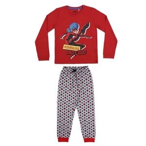 Pijama maneca lunga fete Ladybug, bumbac, rosu, 104 cm