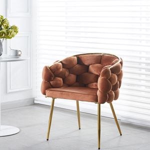 Scaun Living Tapitat KJC15, 80 x 67 x 60 cm, maro