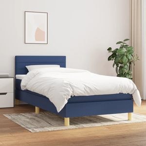 Pat box spring cu saltea vidaXL, 100x200 cm, textil, Albastru