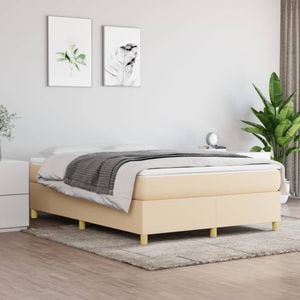 Pat box spring cu saltea vidaXL, 140x200 cm, textil, Crem