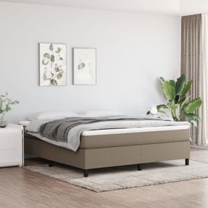 Pat continental cu saltea vidaXL, 180x200 cm, textil, Taupe