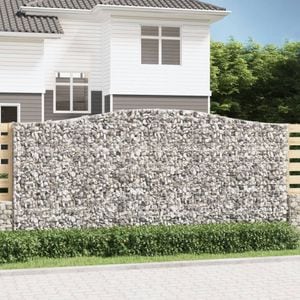 Cos gabion arcuit, VIDAXL, 400x50x180/2 cm, Metal, Argintiu
