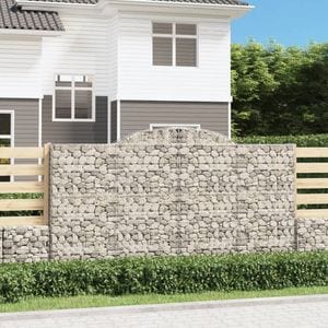 Cos gabion arcuit, VIDAXL, 300x30x160/160 cm, Metal, Argintiu