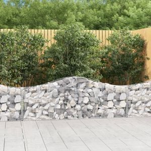Cosuri gabion arcuite 2 buc, VIDAXL, 200x30x60/80 cm, Metal, Argintiu