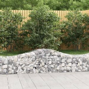 Cosuri gabion arcuite 2 buc, VIDAXL, 200x50x40/60 cm, Metal, Argintiu