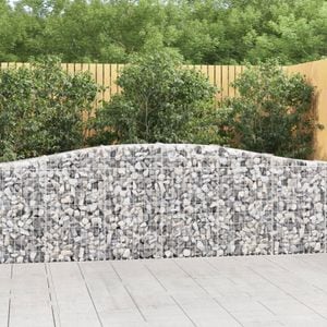 Cosuri gabion arcuite 25 buc, VIDAXL, 400x30x80/160 cm, Metal, Argintiu