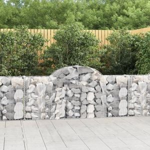 Cosuri gabion arcuite 3 buc, VIDAXL, 200x30x80/160 cm, Metal, Argintiu