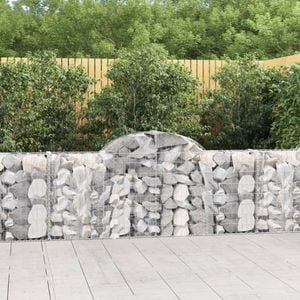 Cosuri gabion arcuite 50 buc, VIDAXL, 200x30x80/160 cm, Metal, Argintiu