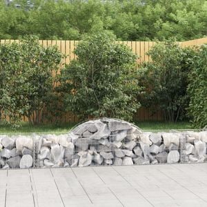 Cosuri gabion arcuite 3 buc, VIDAXL, 200x50x40/60 cm, Metal, Argintiu