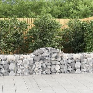 Cosuri gabion arcuite 3 buc, VIDAXL, 200x50x60/80 cm, Metal, Argintiu