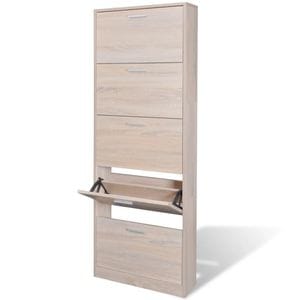 Pantofar cu 5 compartimente din lemn, VIDAXL, aspect de stejar, 59 x 17 x 169 cm, maro