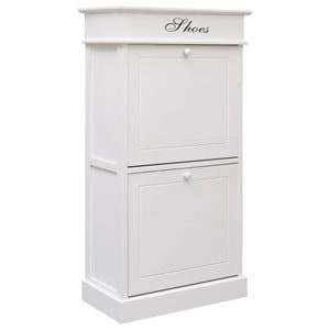 Pantofar, VIDAXL, lemn de paulownia, 50x28x98 cm, alb