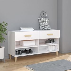 Pantofar, VIDAXL, lemn compozit, 102x35x55 cm, alb