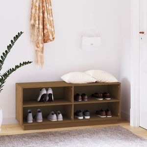 Pantofar, VIDAXL, lemn masiv de pin, 110x34x45 cm, maro miere