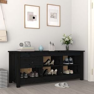 Dulap pentru pantofi, VIDAXL, lemn masiv de pin, 110x38x45, negru