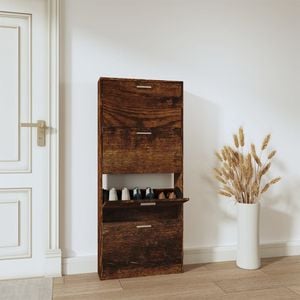 Pantofar, VIDAXL, lemn compozit, 59x17x150 cm, stejar fumuriu