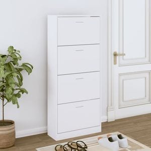 Pantofar, VIDAXL, lemn prelucrat, 63x24x147 cm, alb