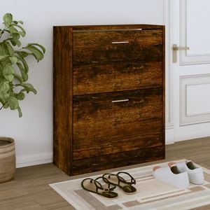 Pantofar, VIDAXL, lemn compozit, 63x24x81 cm, stejar fumuriu