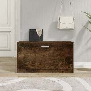 Banca pentru pantofi, VIDAXL, lemn prelucrat, 80x24x45 cm, stejar fumuriu