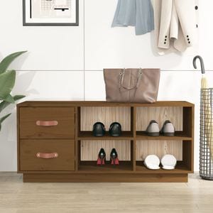 Bancheta hol VIDAXL, lemn masiv, 100 x 34 x 45 cm, maro miere