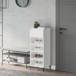 Pantofar, VIDAXL, lemn compozit, 40x36x105 cm, alb extralucios